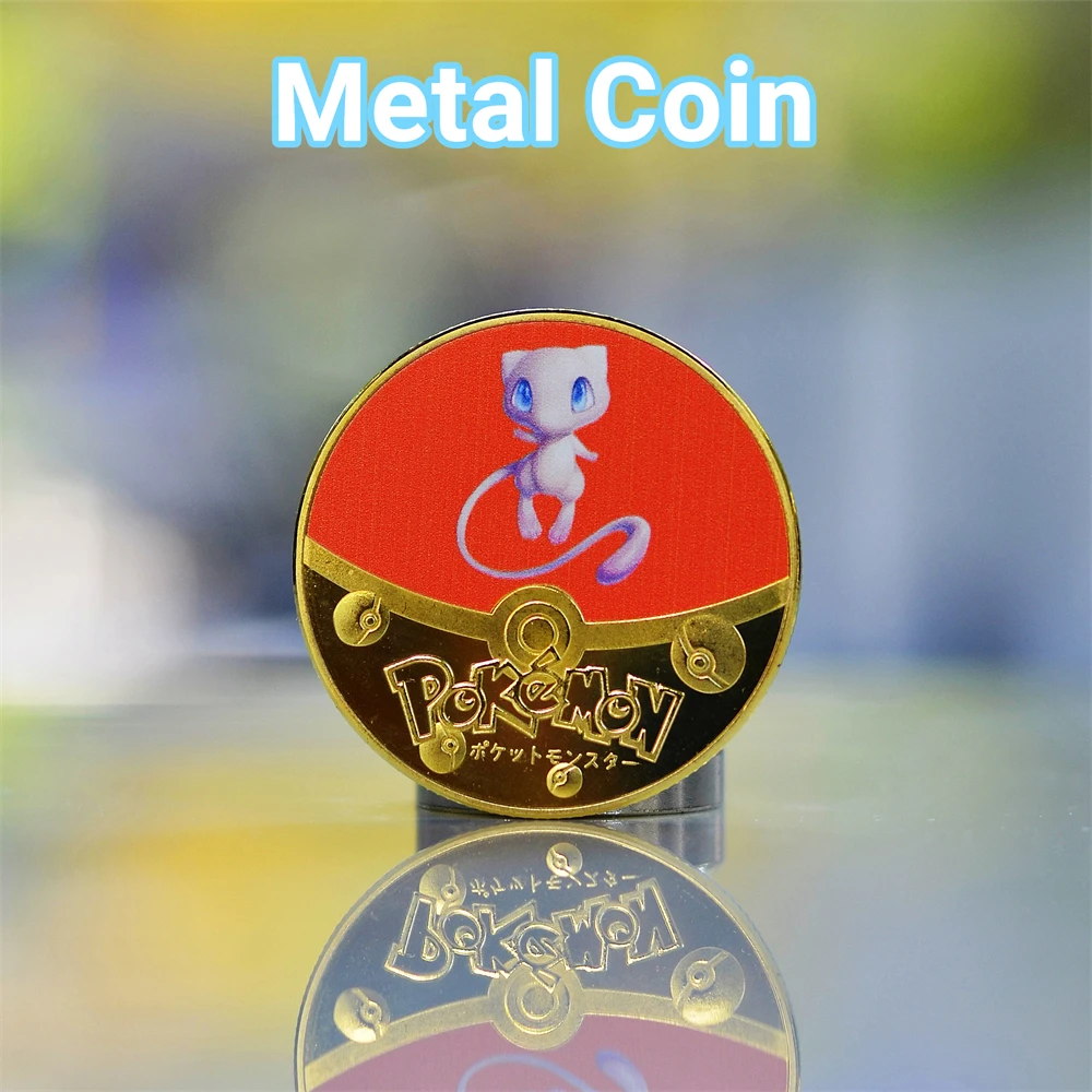 

Pokemon Coine Anime Commemorative Gold Coin Metal Pokémon Coins Charizard Vmax Pikachu Mewtwo Golden Iron Hard Round Cards Toys