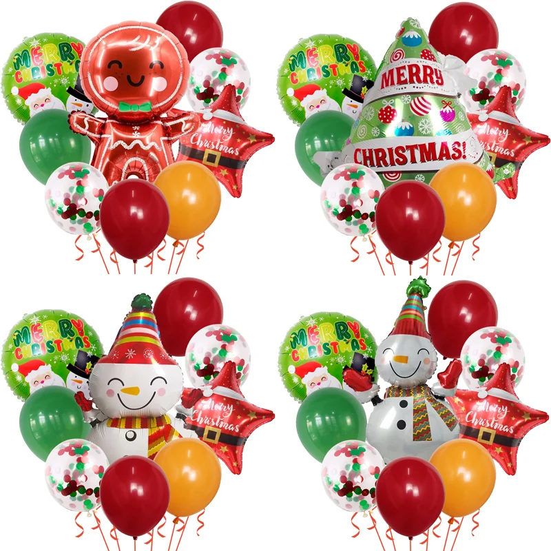 

New Christmas balloon set Christmas Tree old man Gingerbread man aluminum film Latex balloon decoration scene layout balloon