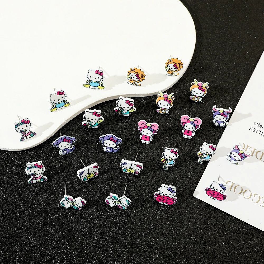 Женские акриловые серьги-гвоздики со знаками Зодиака