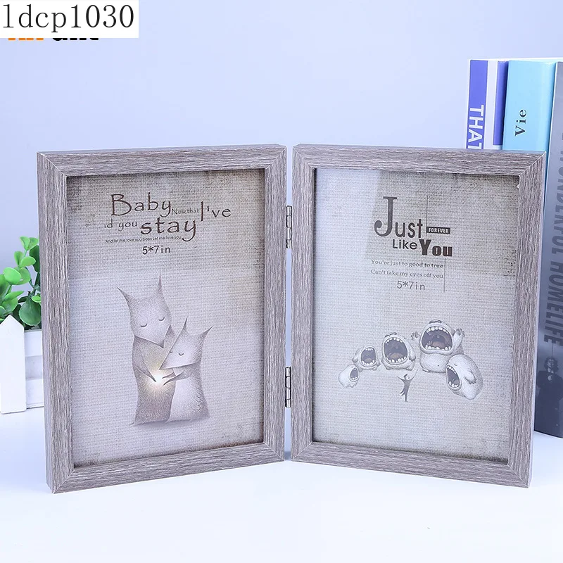 

Quality Two-sided Wooden Photo Frame Creative Nordic Modern Rectangle Home Office Desktop Decoration Picture Frames Ornaments