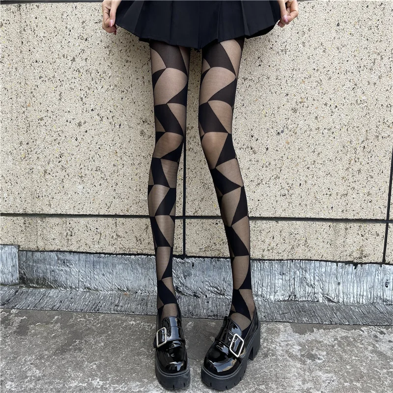

Sweet Cool Spicy Girl Style Silk Stockings for Small Millennial Personality Dark Black Romper Socks JK Sexy Pure Desire