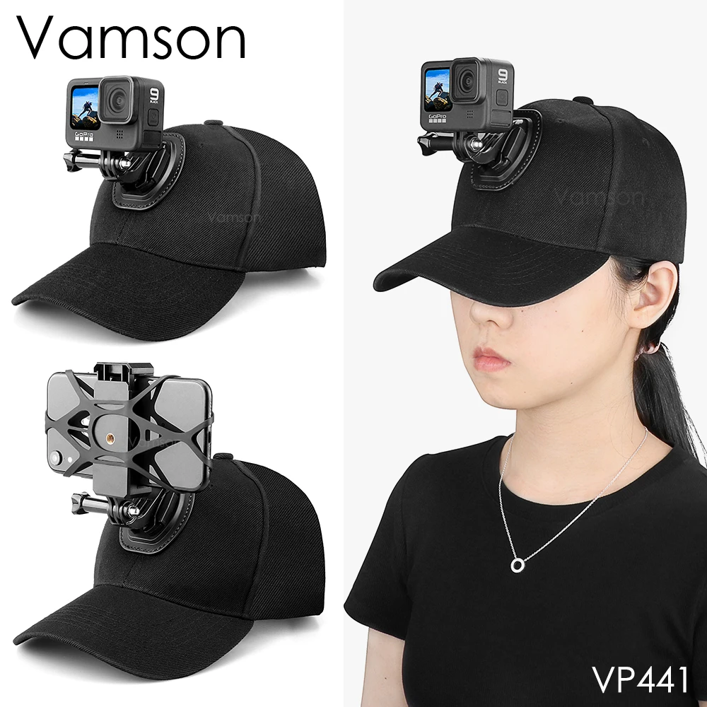 

Vamson Adjustable Baseball Cap for Gopro Hero 10 Canvas Sun Hat Cap for Gopro10/9/8/7 insta360 DJI Camera for Smart Phone iphone