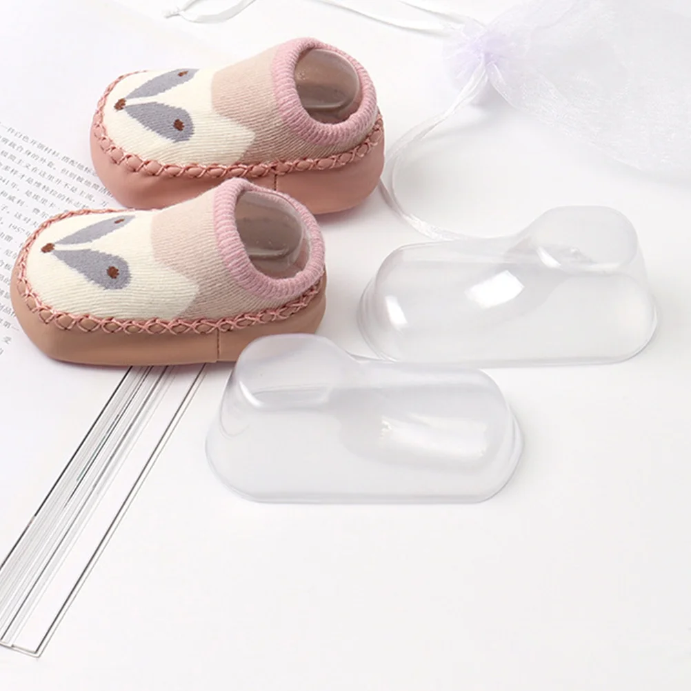 

100 Pcs Plastic Foot Mold Shoe Tree Display Stands Socks Pvc Filler Baby Transparent Shoes Holder