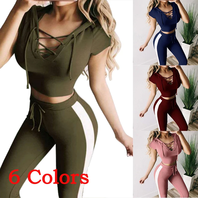 New Summer Women  printing Tracksuit Oversized Hoodie and Pants Casual Sport Suit 2 Piece Set 6 Colors Jogging Suit