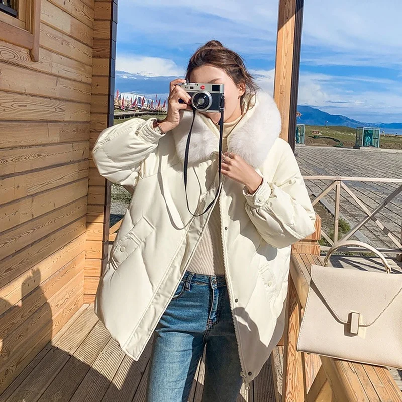 2023 New Mid-length Coats Trendy Patchwork Overcoat Down Cotton Parkas Women Winter Super Thick Warm Korean Loose Snow Jackets