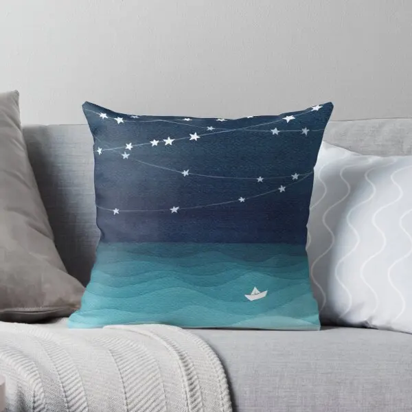 

Garland Of Stars Teal Ocean Printing Throw Pillow Cover Home Bed Soft Square Sofa Decor Comfort Fashion Pillows not include