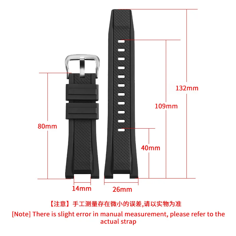 Фото Сменный ремешок для часов Casio G-Shock G-Steel GST-B100 S110 W300G 400G 410 S130 210B W100G, 26x14 мм, из силиконовой резины, черный №4