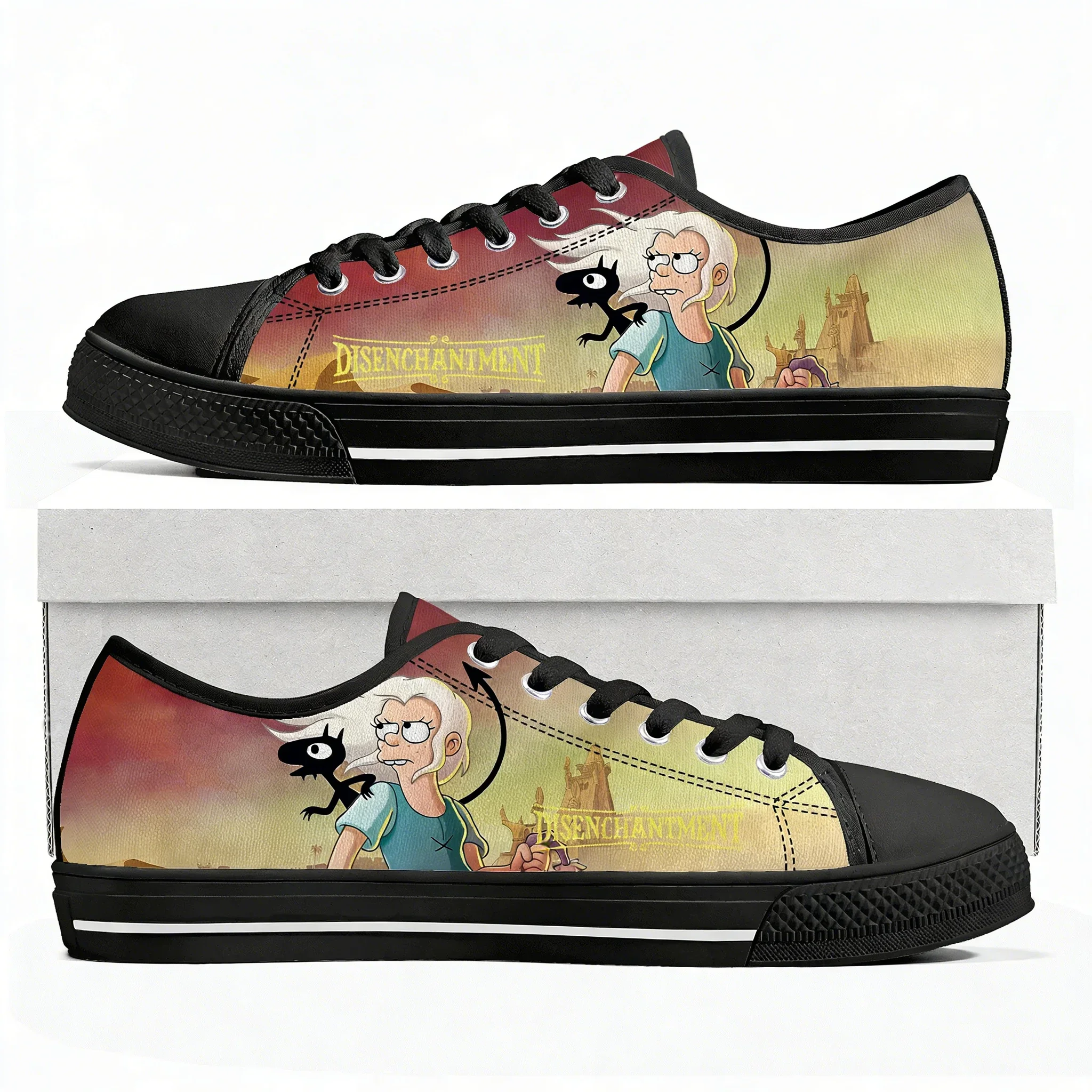 Фото Кеды Disenchantment Low Top: высококачественные, унисекс, для подростков, из канваса, повседневные, модные, с узорами, на заказ №2