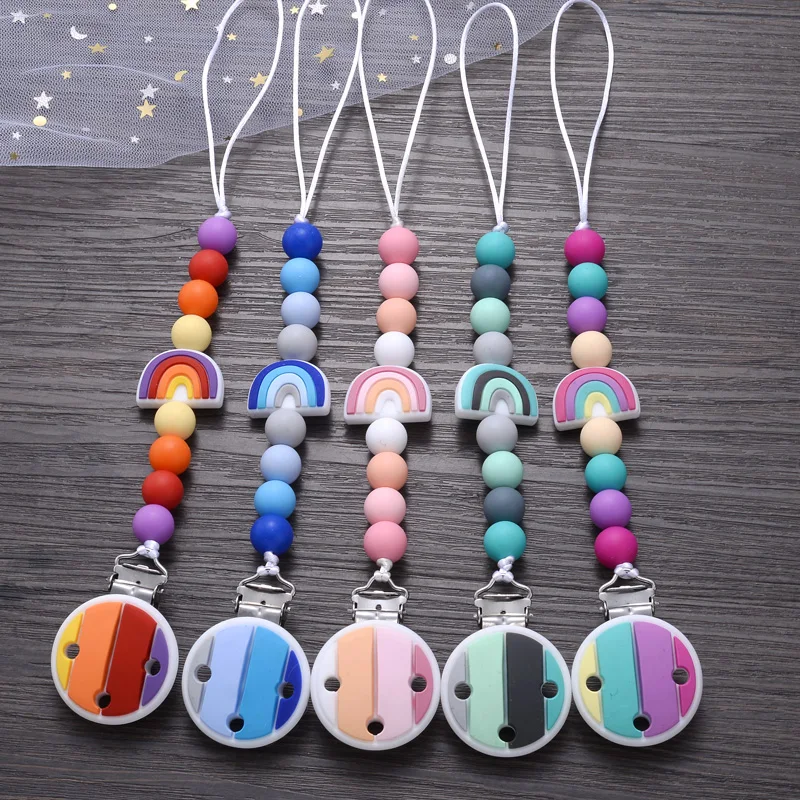 

BPA Free Cartoon Silicone Baby Nipple Holder Clip Infant Teether Beads Pacifier Chain Nursing Chew Toys Gifts Soother Chain