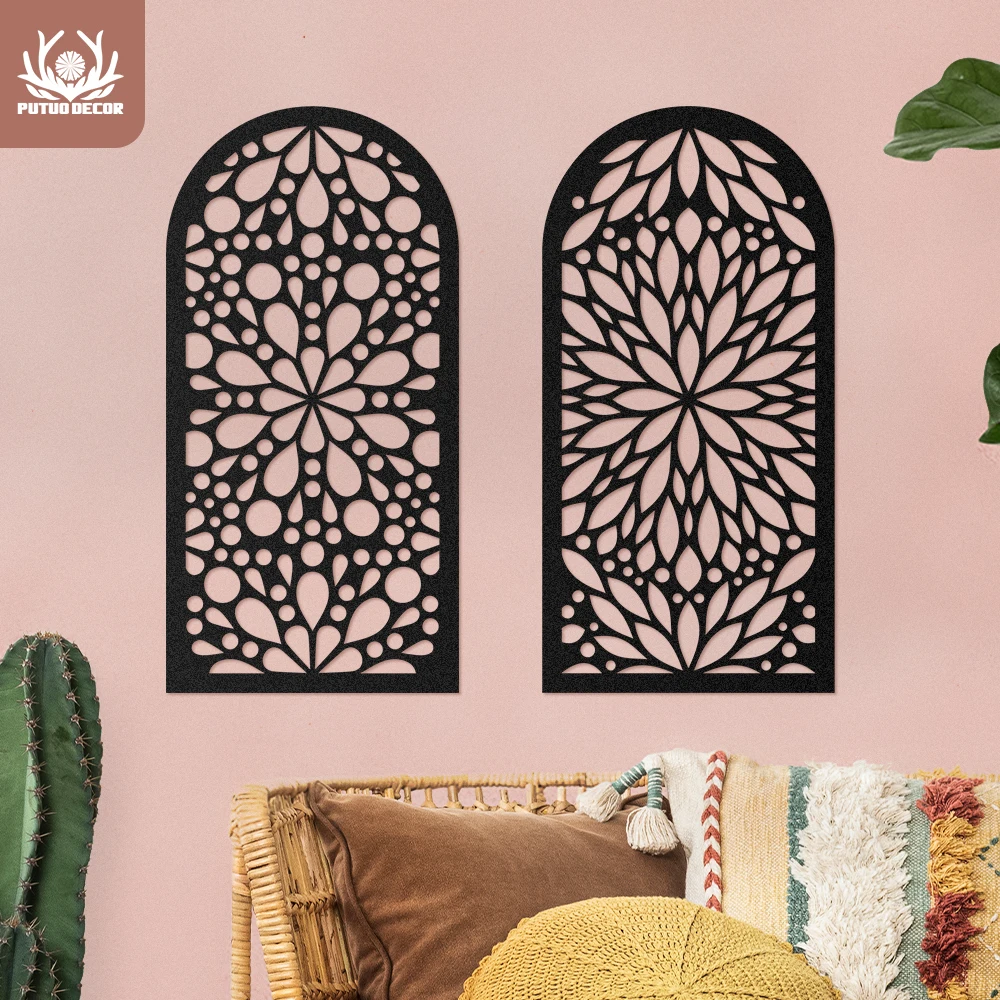 

Декоративная Настенная картина из черного дерева Putuo, 2 шт., минималистичные рамки для окон, современная картина силуэта, деревянная подвеск...