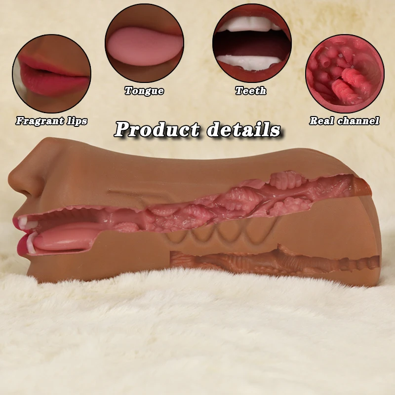 3-в-1 мастурбатор для минет Глубокая глотка рот Вагина анус секс-игрушки мужчин