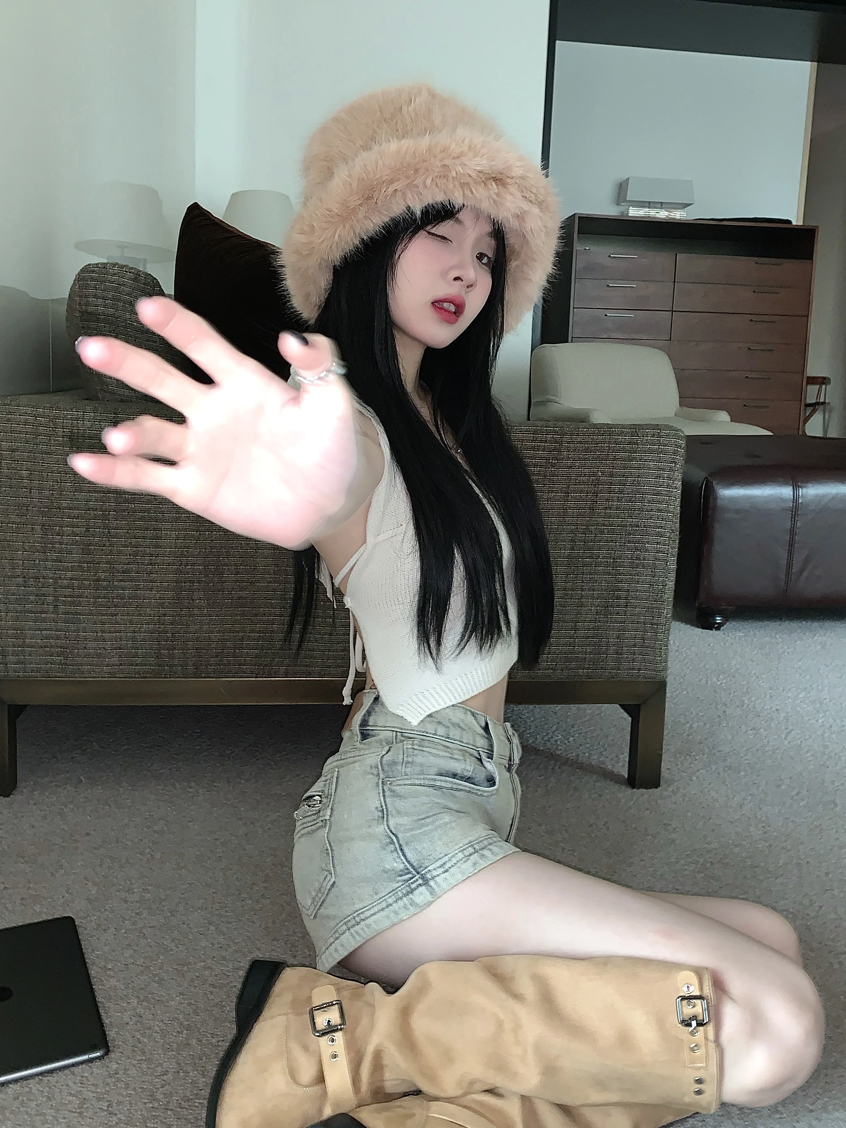 Women Jeans  High Waist  American Fashion Harajuku StreetwearJean Female Summer Vintage Trouser Straight Baggy Denim Pants