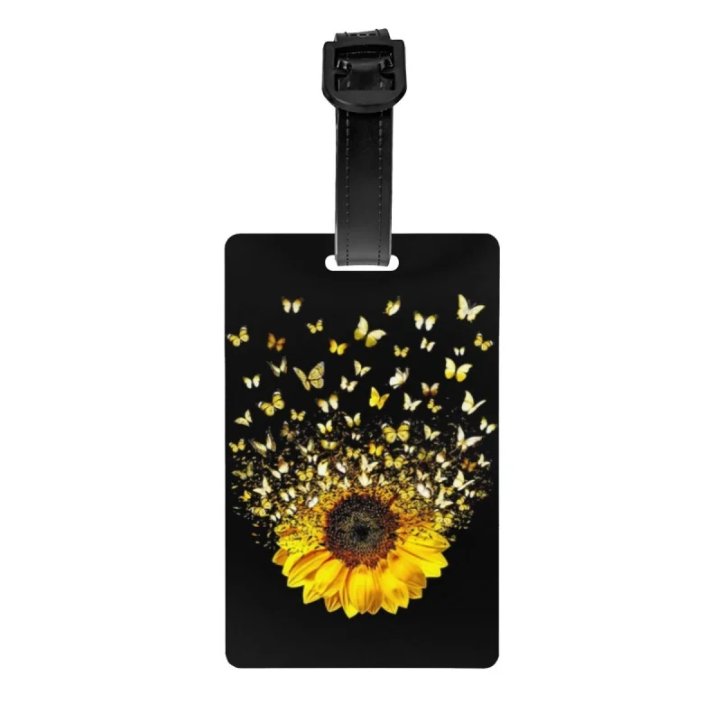 

Custom Butterfly Sunflower Flying Gift Luggage Tag With Name Card Flower Privacy Cover ID Label for Travel Bag Suitcase