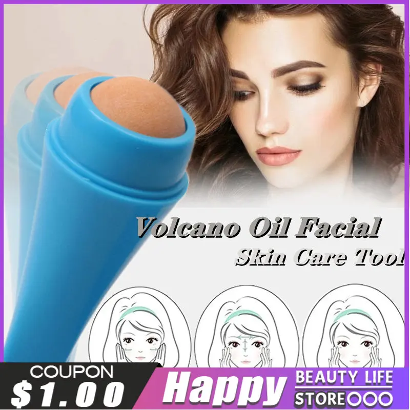 

4Styles Natural Volcanic Stone Facial Roller T-zone Oil Control Portable Sponge Absorption Oil Roller Face Care Skin Care Device