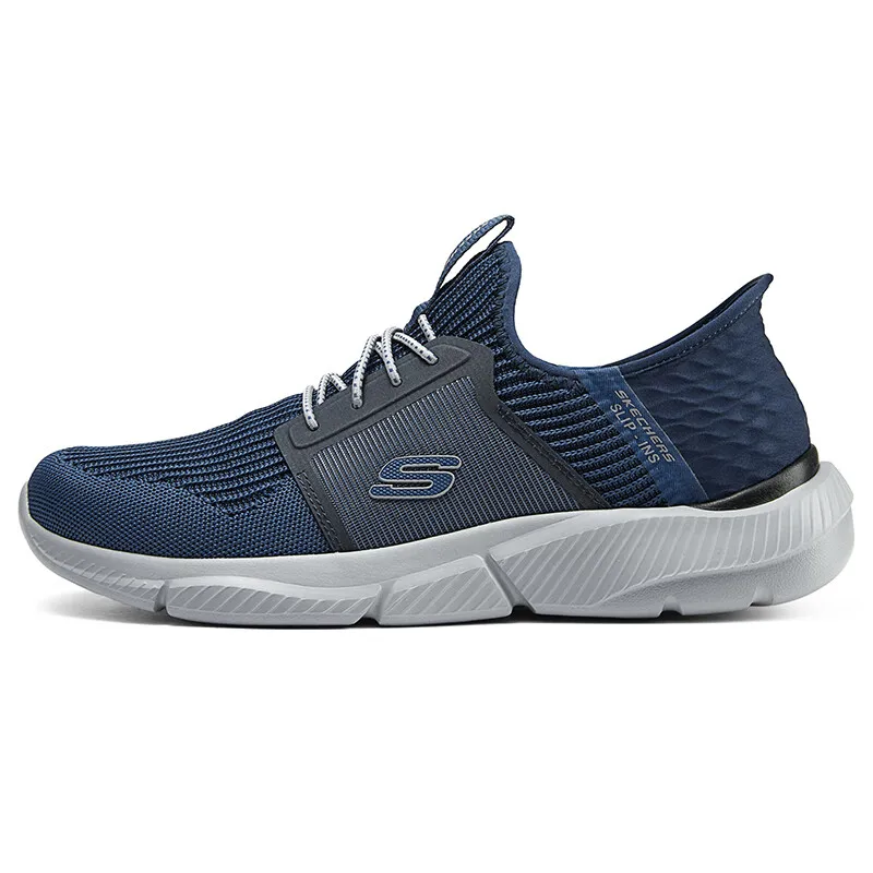 Фото Skechers Flash Shoes Новые мужские повседневные туфли без шнуровки Легкие удобные прогулочные туфли 210609 -NVY №4