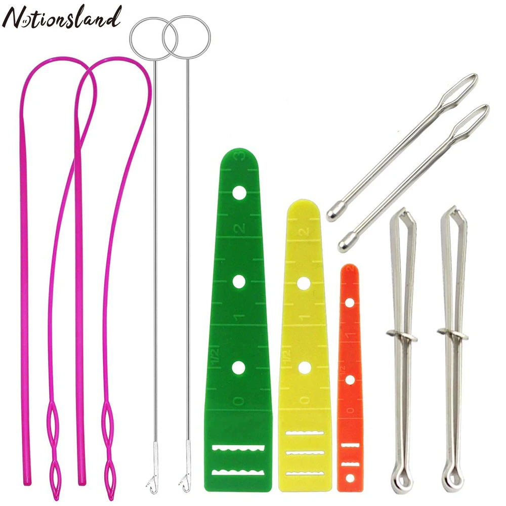 

11Pieces Bodkin Threader Drawstring Threader Set Flat Plastic Threader&Stainless Steel Sewing Loop Turner Hook for Threader