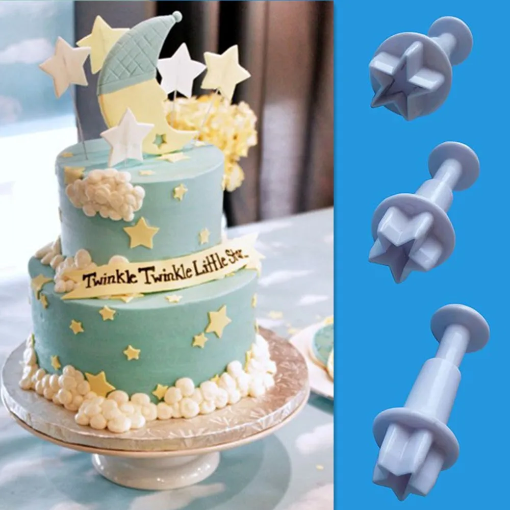 3 шт./компл. мини Звезда цветок украшение печенье резак форма Плунжер для сахарной