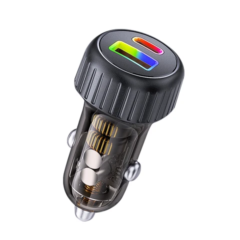 Автомобильное зарядное устройство elough 60 Вт, быстрая зарядка, 30 Вт, автомобильное зарядное устройство USB, прозрачный светодиодный PD, 30 Вт, автомобильное зарядное устройство для телефона типа C