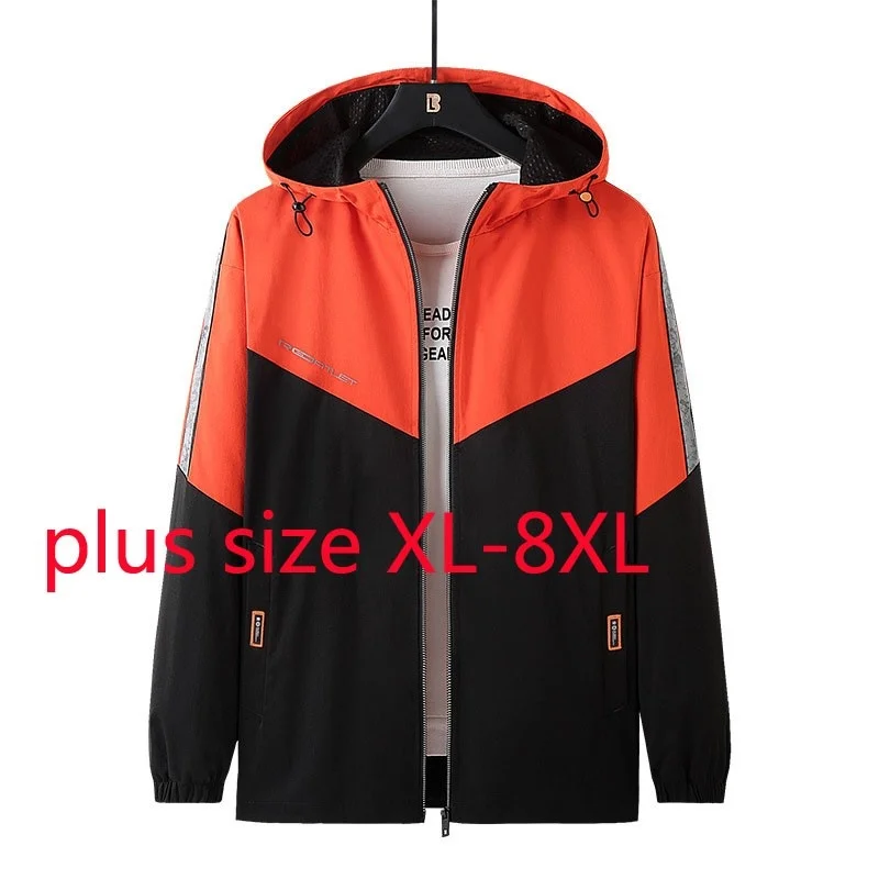 

New Arrival Fashion Super Large Spring And Autumn Young Men Hooded Jacket Casual Plus Size XL 2XL 3XL 4XL 5XL 6XL 7XL 8XL