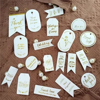 100pcslot geometric bronzing hang tags for wholesale items diy gift gold rose best wishes thank you printed white card labels