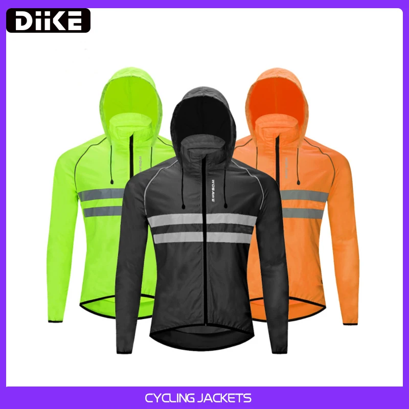 

WOSAWE Windproof Cycling Jackets Hooded Men Riding Waterproof Cycle Clothing Bike Long Sleeve Jerseys Reflective Vest Wind Coat