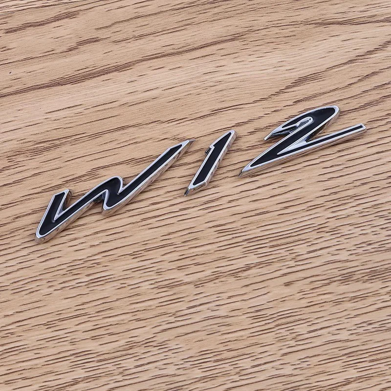 

Car Metal W12 Logo Letters Trunk Fender Badge Emblem Decals Sticker For Bentley Flying Spur Mulliner Continental GT Bentayga W12