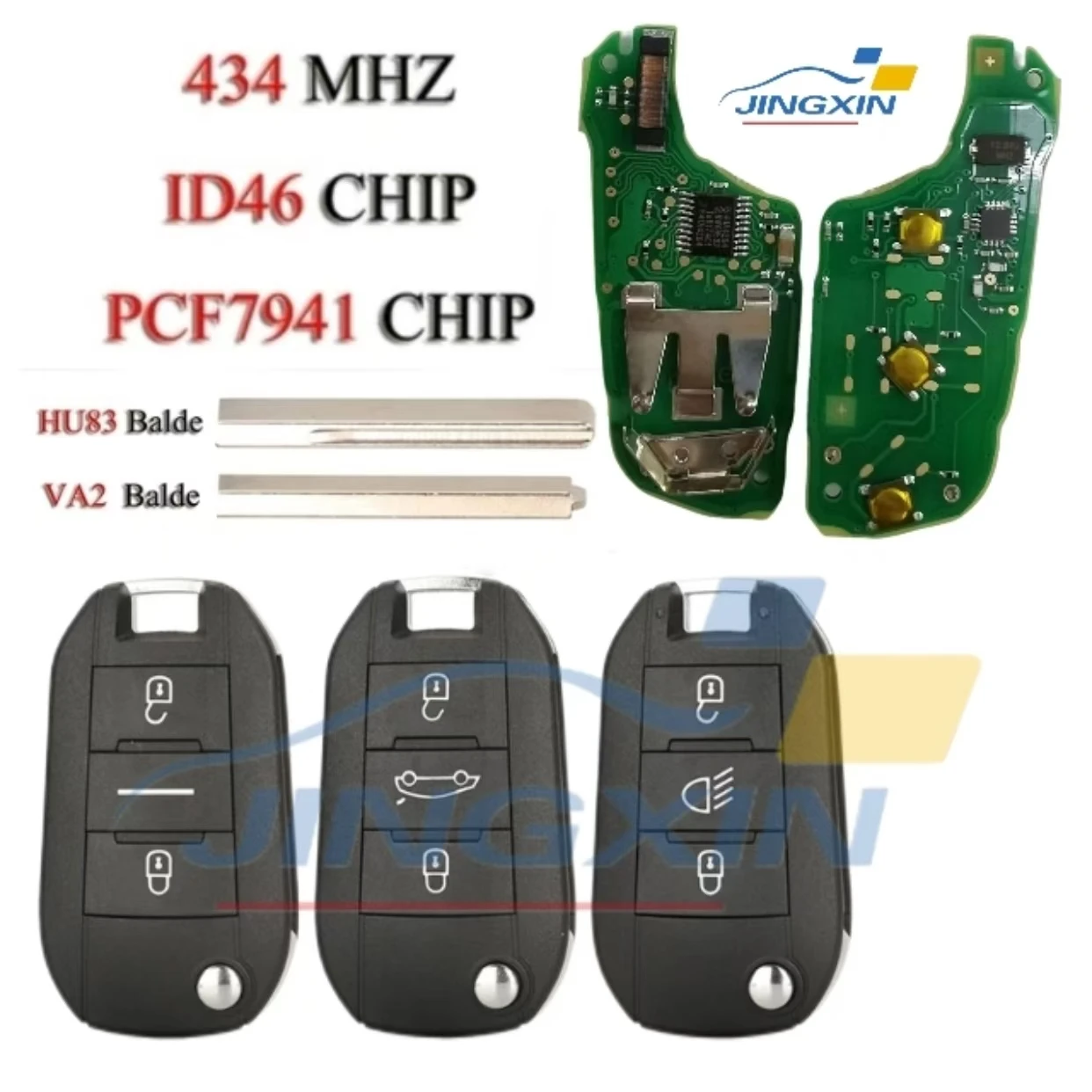 Jingxin ID46 PCF7941 автомобильный дистанционный откидной ключ 5FA010 для Peugeot 208 2008 301 308 508 5008