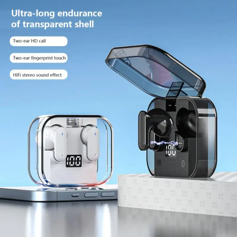 

Cross-border popular noise-reducing Bluetooth headset transparent capsule ultra-long standby half-in-ear wireless headset