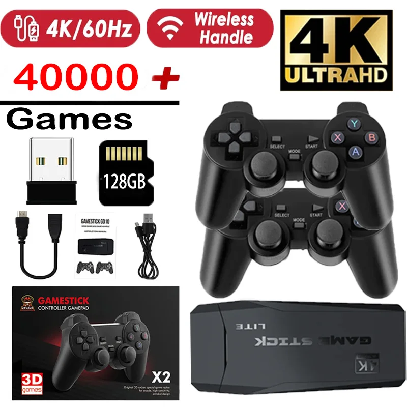 2.4GB Dual Wireless Controller for PS1/GBA 4K HD Video Game ConsoleGD 10 64GB Built-in 30000 Games Retro Game Stick