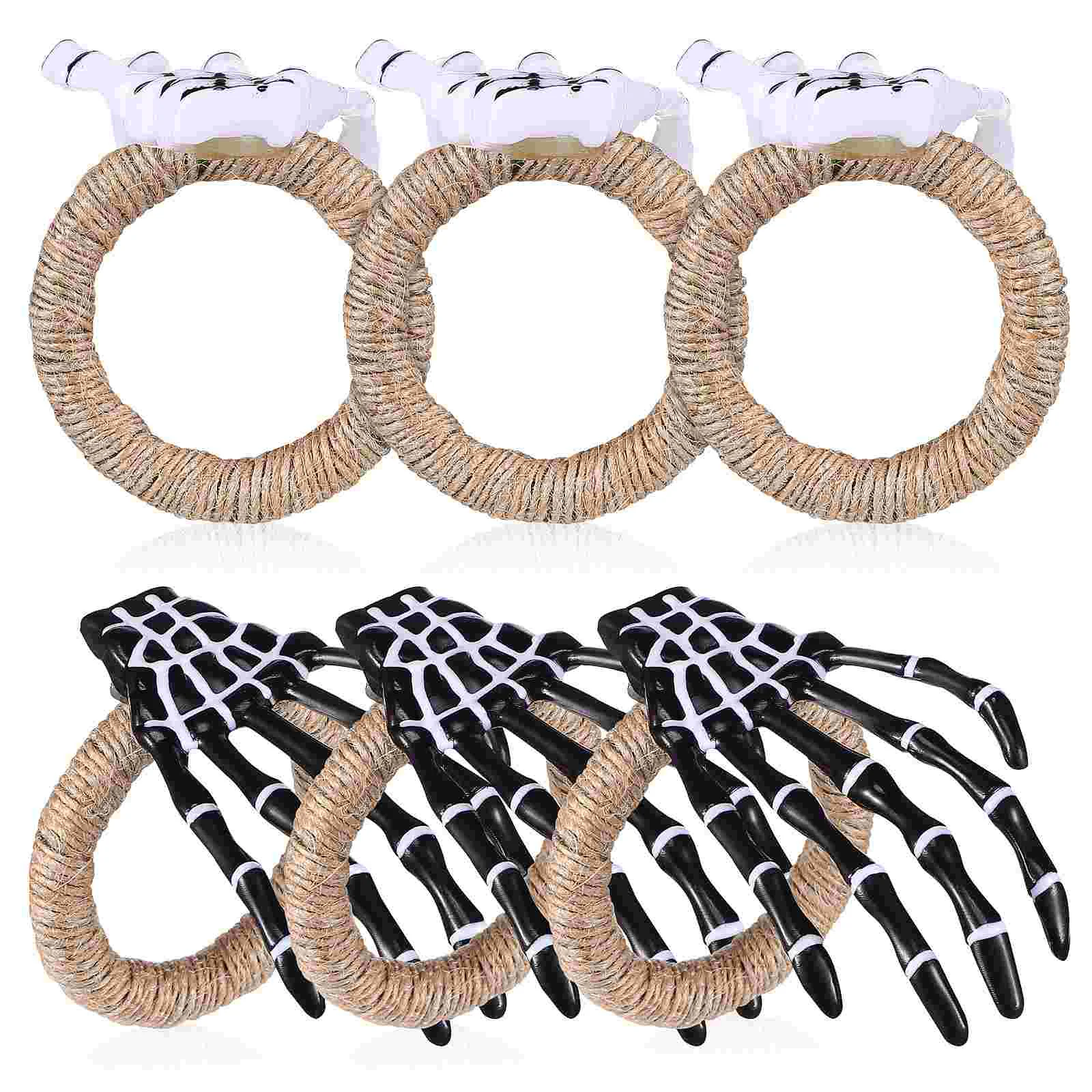 

6pcs Halloween Decor Halloween Party Napkin Holders Hand Shaped Serviette Rings