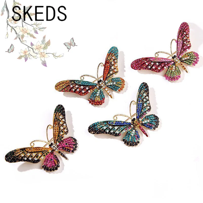 

SKDES Crystal Fashion Women Oil Painting Butterfly Brooch Pin Colorful Insect Luxury Rhinestone Brooches Pins Party Jewelry Gift
