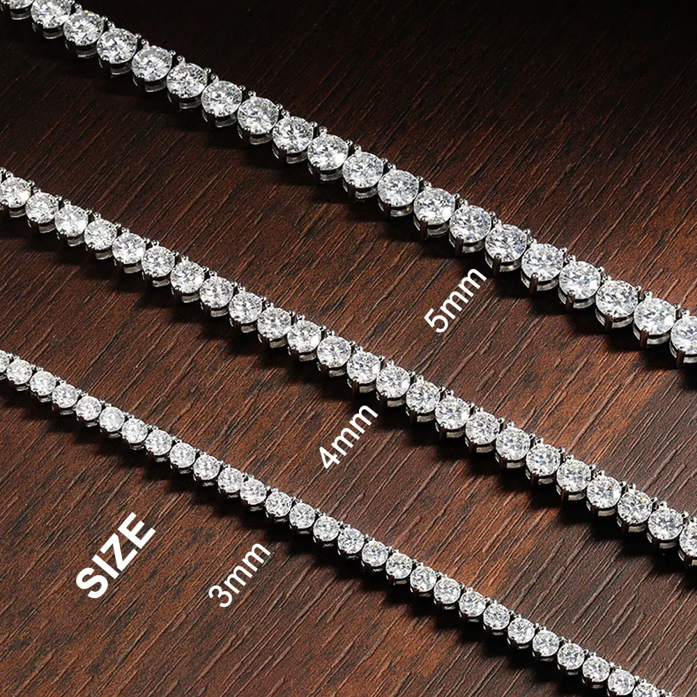 KNOBSPIN 3 когтя D VVS1 муассанит теннисное ожерелье 3/4/5 мм GRA сертифицированное