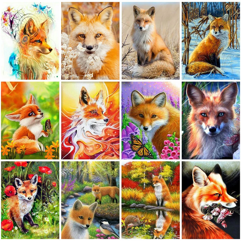 

Full Square 5D Diamond Painting Fox Diamond Mosaic Animals Fox Cross Stitch Embroidery Fox Kits Rhinestones Picture Home Decor