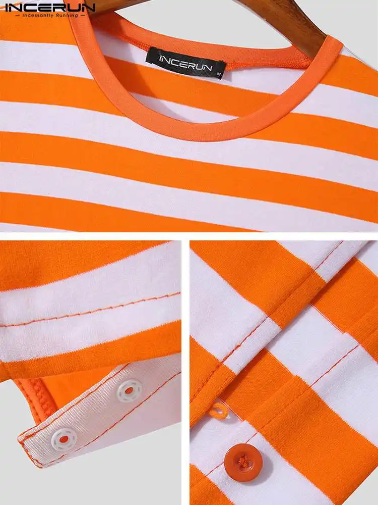 Fashion Casual Style Men Stripe All-match Onesies Stylish Male Sexy Well Fitting Comfortable Triangle Sleeveless Bodysuit S-5XL