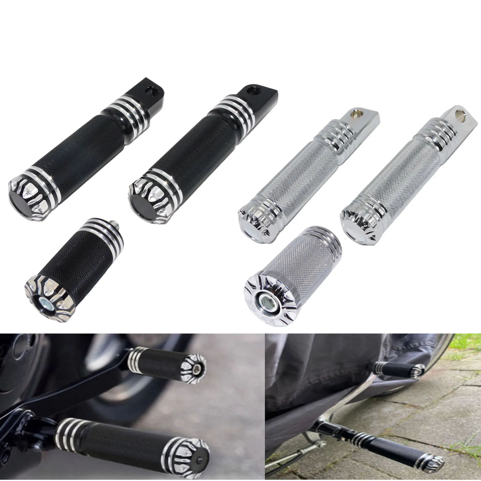 

Motorcycle Front Rear Footpeg Footrest Pedal Shifter Nail Peg Black/Chrome For Harley Softail Touring SportsterXL Dyna Low Rider