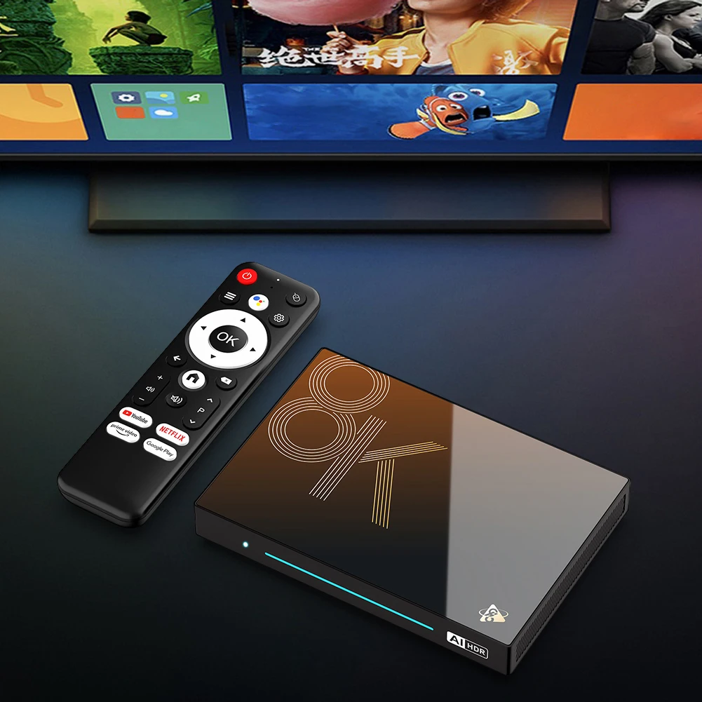 Set Top Box Android 14.0 WiFi 6 BT 5.4 Восьмиядерный процессор 4/8 ГБ ОЗУ 32/128 ПЗУ HD медиаплеер 8K AV1