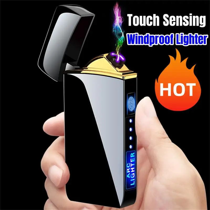 Электрическая ветрозащитная металлическая зажигалка с двойной дугой