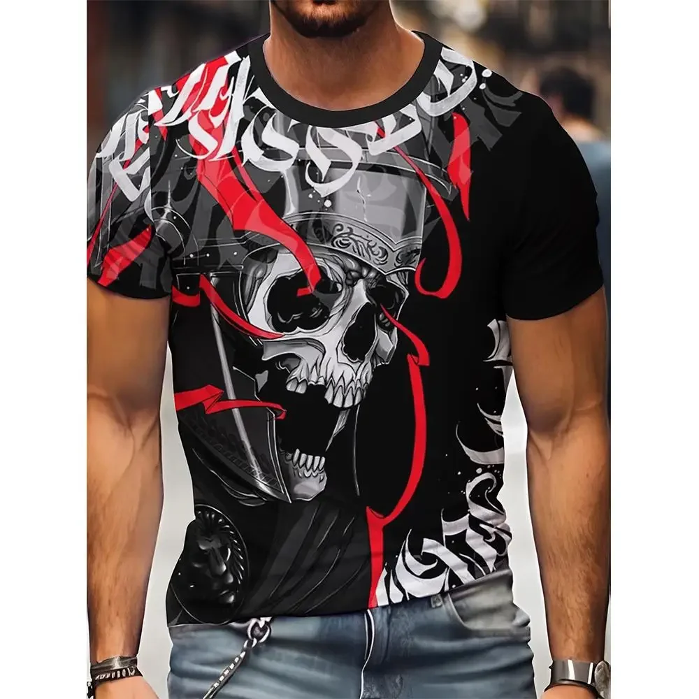 Футболка мужская с 3D-принтом черепа крутая тенниска коротким рукавом майка