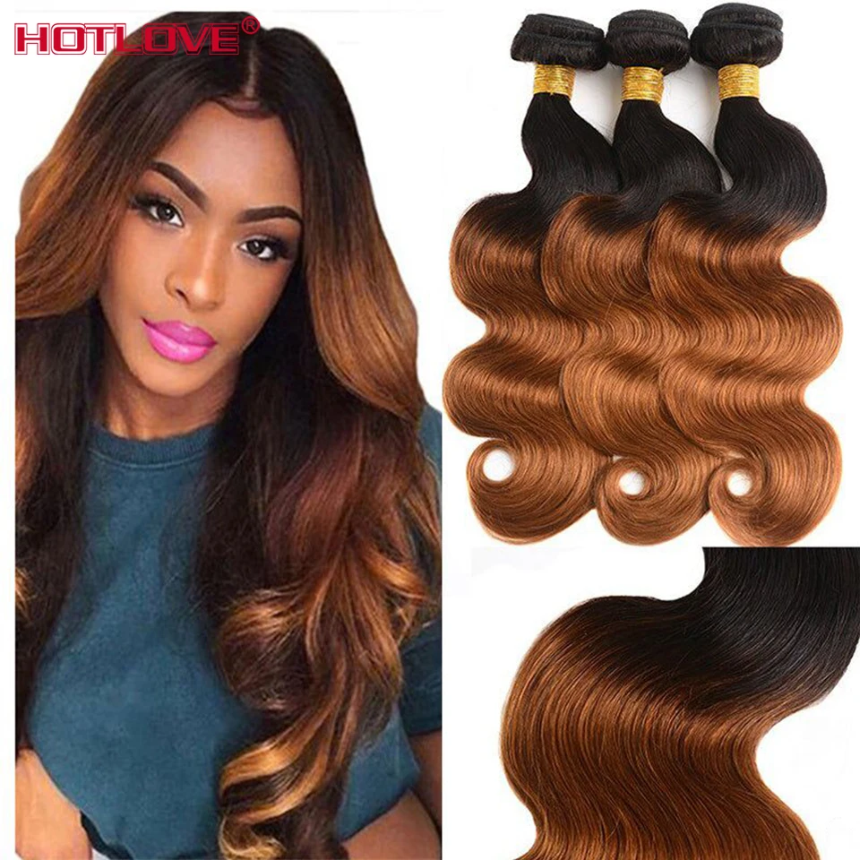 

Body Wave Human Hair Bundles T1B/30 Ombre Colored Brazilian Hair Weave Bundles 10A 30 Inches Remy Human Hair Extensions