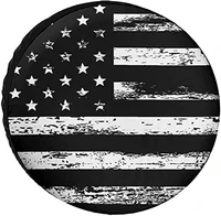 black white vintage american flag spare tire cover pvc leather waterproof dust proof universal wheel cover fit for jeeptrailer
