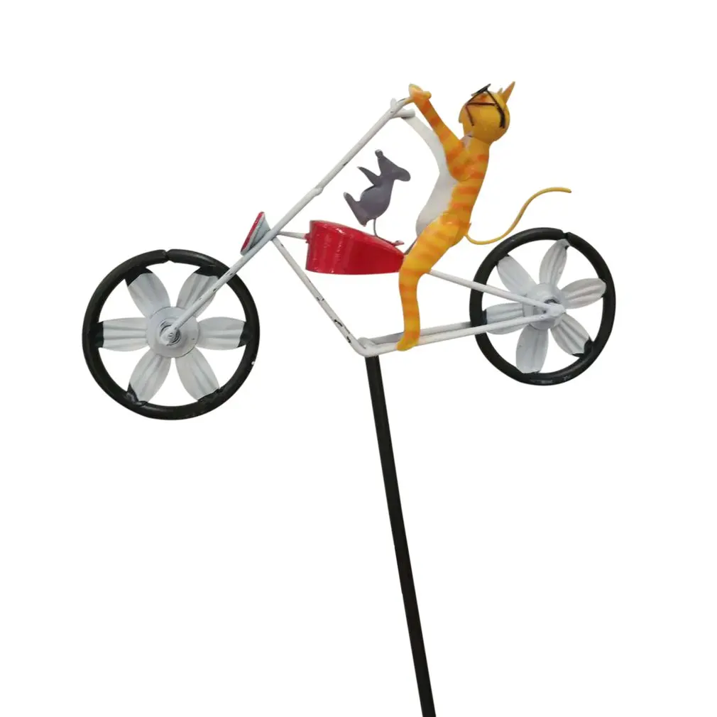 

Hot High Quality Vintage Bicycle Metal Wind Spinner Animal Bike Windmill Metal Stake Riding Motorcycle For Home Garden Decor