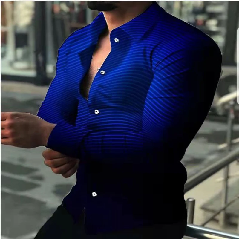 

Fashion Men Shirts Buttoned Casual Printing Long Sleeve Tops Men's Clothing Cardigan Loose Shirt 2022 Spring Summer New Blouse