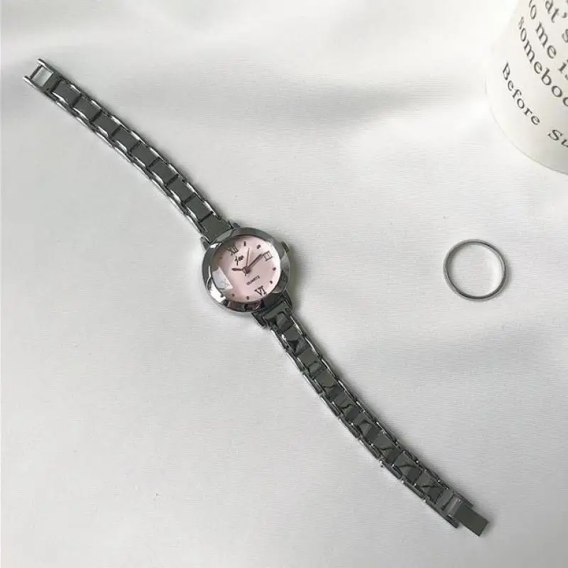 Новинка 100% г., брендовые наручные часы с серебристым кварцевым стальным платьем, часы-браслет для женщин, женские часы с римским циферблатом