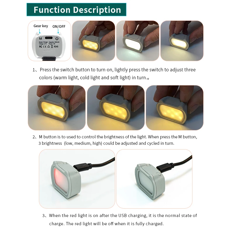 Magnetyczne światło wypełniające STARTRC ze wspornikiem montażowym do kamery DJI Osmo Pocket 3 akcesoria kocie ucho światła LED ciepłe