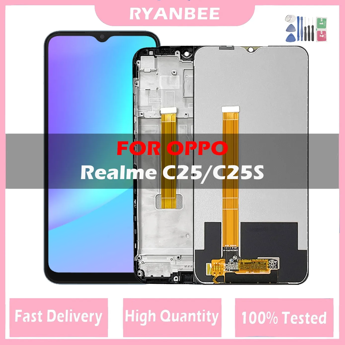 

Original Display 6.5" For Realme C25 RMX3193 RMX3191 LCD Screen Touch Digitizer Assembly For Realme C25S RMX3195 RMX3197 Display
