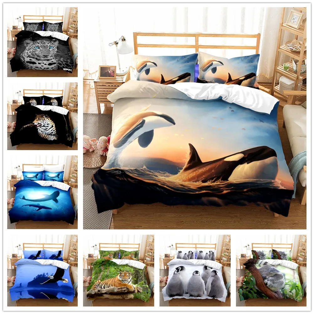 Комплект постельного белья с 3D рисунком животных постельное белье в английском