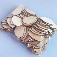 100pcs 5 5cm wooden diy graffiti with holes wood cutting pieces water drop round wood pieces christmas pendant