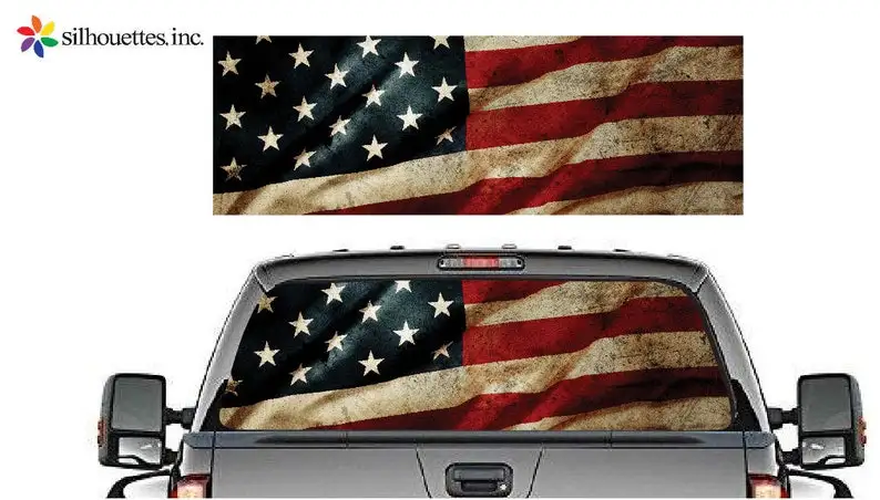 

Rear Window Graphic Perforated Decal - Vintage American Flag