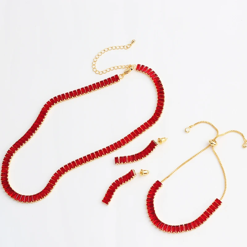

Новое сверкающее ожерелье с красными кристаллами, женское колье-чокер с теннисной цепью диаметром 5 мм, ожерелье, ювелирные изделия в подаро...
