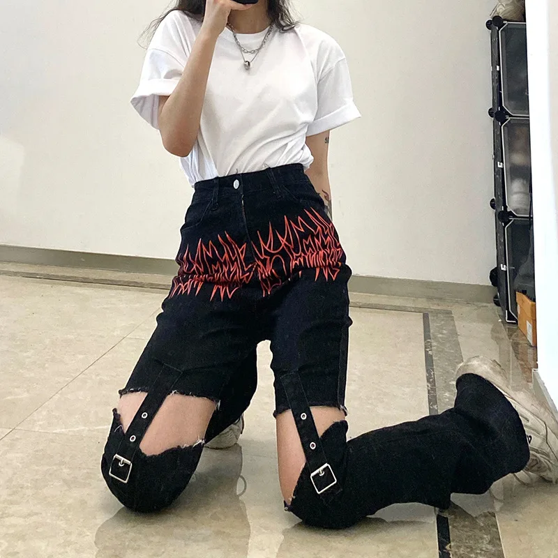 

Women Sexy Dark Academia Pants Cargo Pants Hollow Out Trousers Female Fashion High Waist Pants Casual Trouser Gothic Streetwear